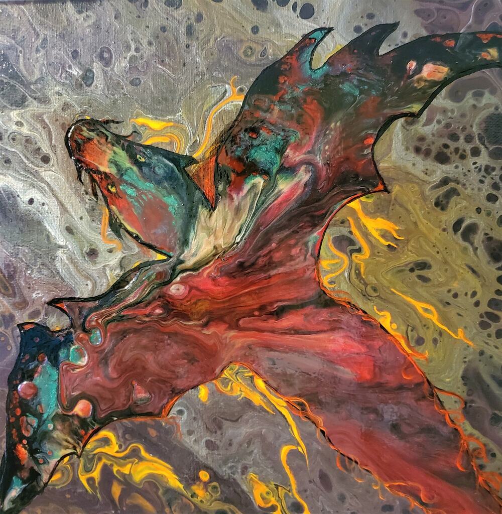 "Dragon Chameleon" Art Print from my Original Work 10" x 10" Acid Free